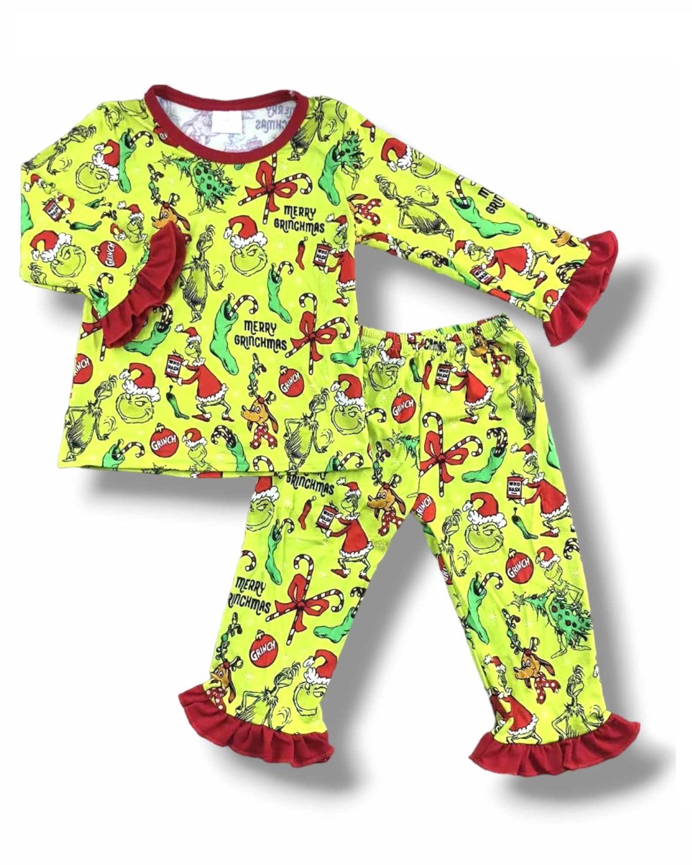 Gri-nch Green Pajamas - Ruffled