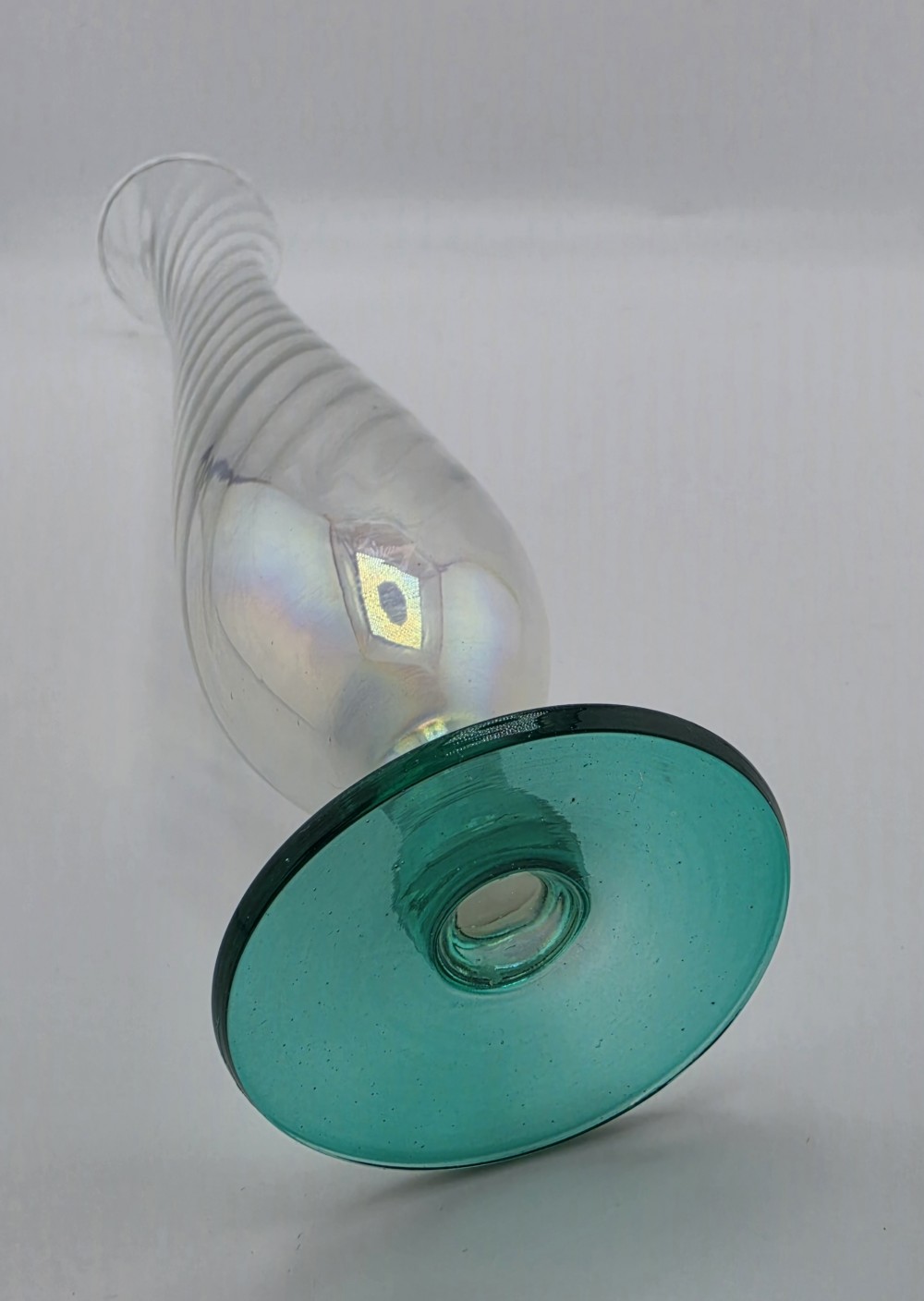 VTG MCM Optic Swirl Bud Vase Green Base