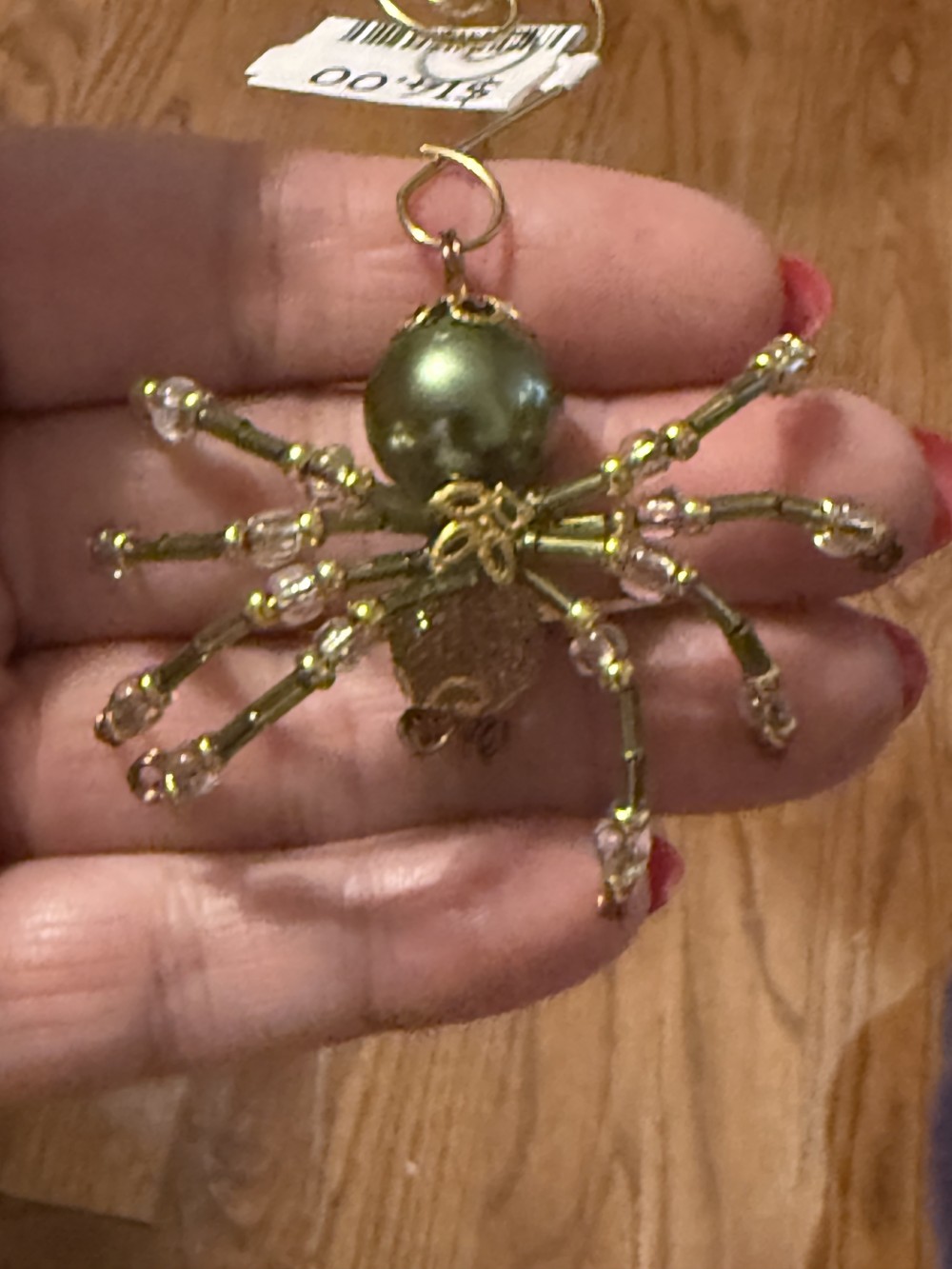 Ornament Spider Green & Gold