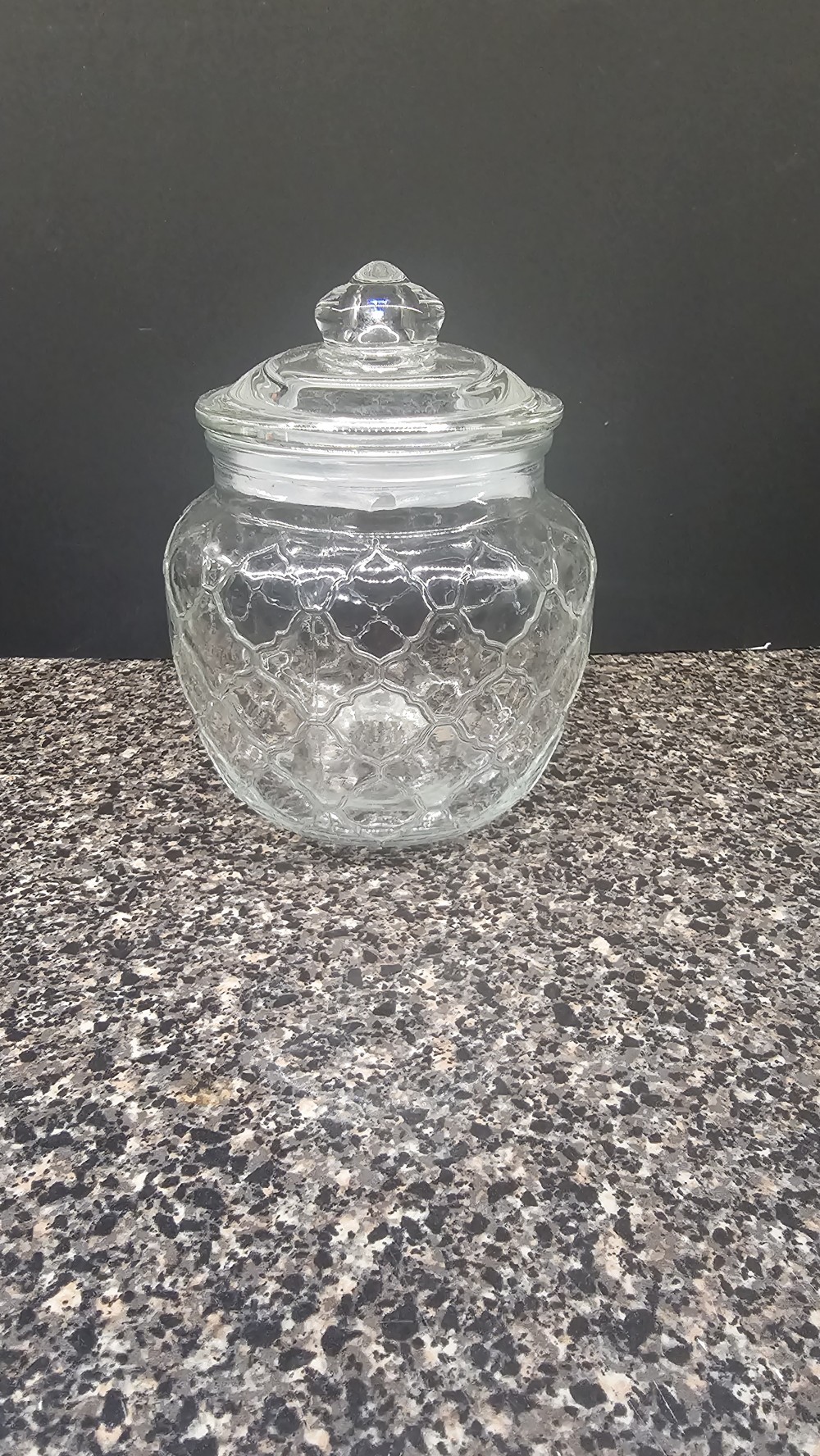 Vintage glass jar with lid