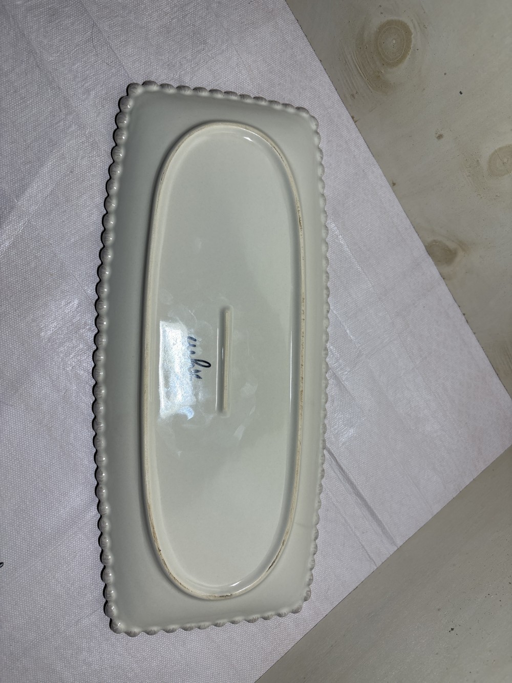 Willow House Pearl Edge Ceramic White Serving Platter ~15