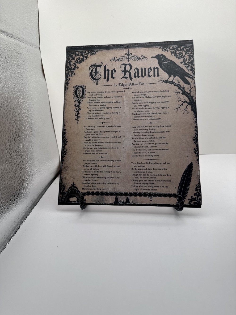 THE RAVEN, EDGAR ALL POE POEM, CANVAS DECOPAGE