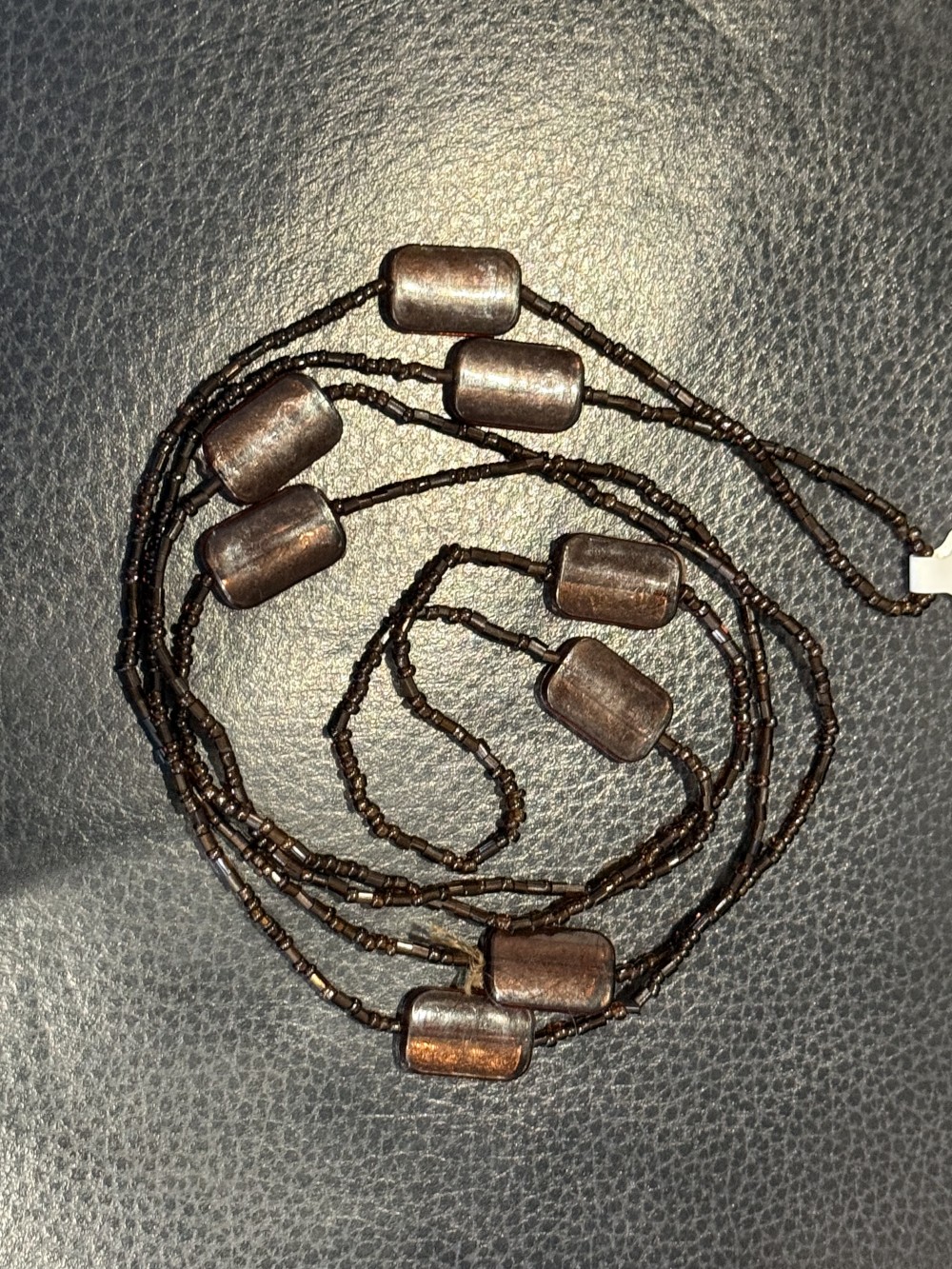 Necklace - Long Brown Glass Beaded