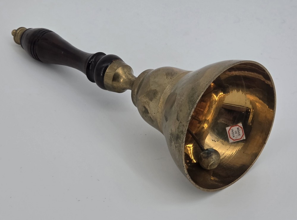 VTG Solid Brass Wood Handled School Bell