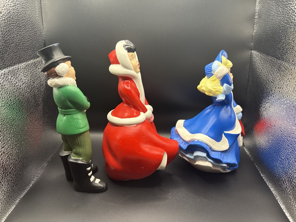 Atlantic Mold Christmas Carolers Hand Painted Lot of 3 ~9 in H