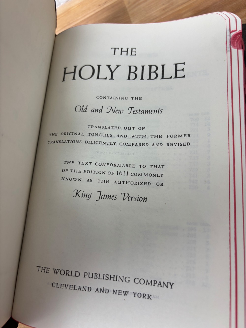 Bible King James Version Holy Bible with Concordance Thumb Indexed Red Edges 1951 Presentation