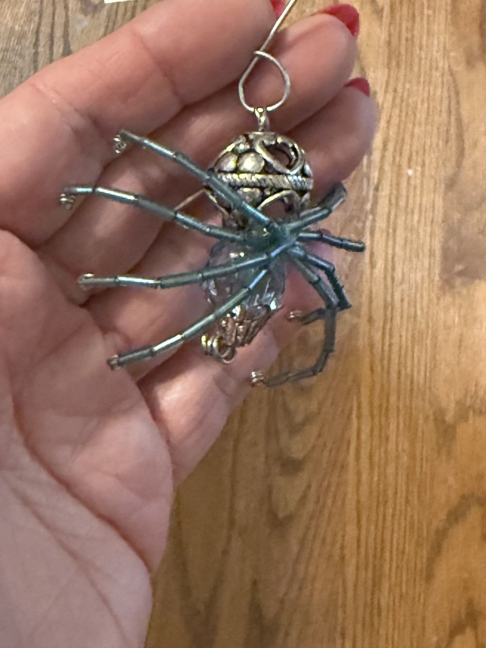 Ornament - Spider Silver & Teal
