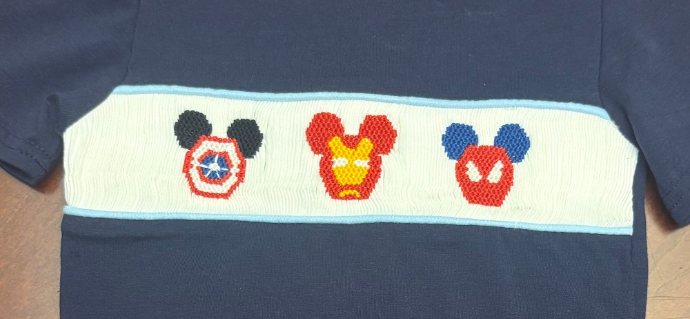 Navy Super Hero Mouse Ears Smocked Shorts Set