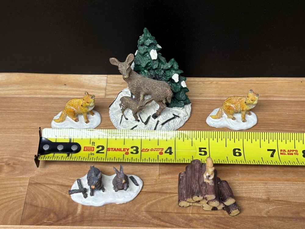 Christmas Village Woodland Animals Deer Fox Rabbits Squirrel Figurines Set of 5