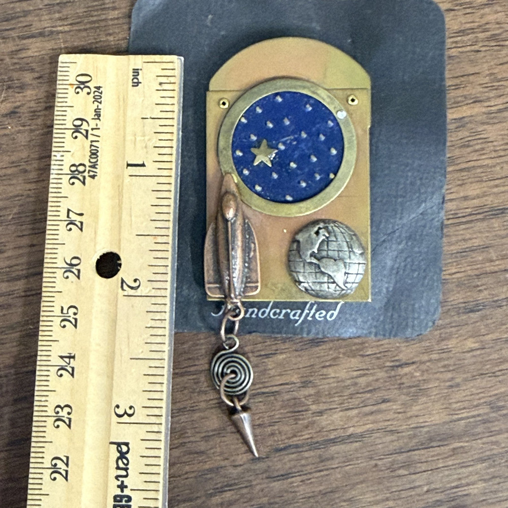 Handcrafted Mixed Metal Space Brooch