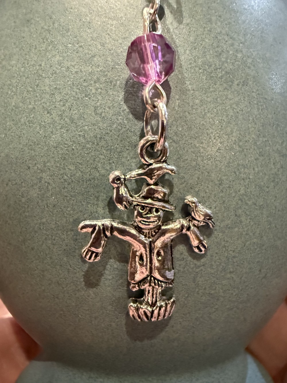 Earrings - Scarecrows purple bead, Scarecrow, Fall