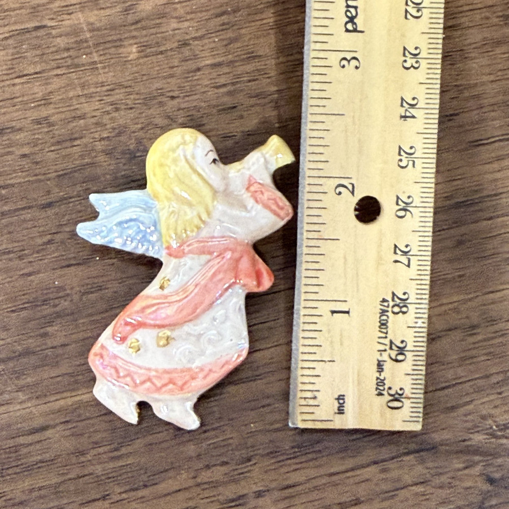 Ceramic Christmas Angel Brooch