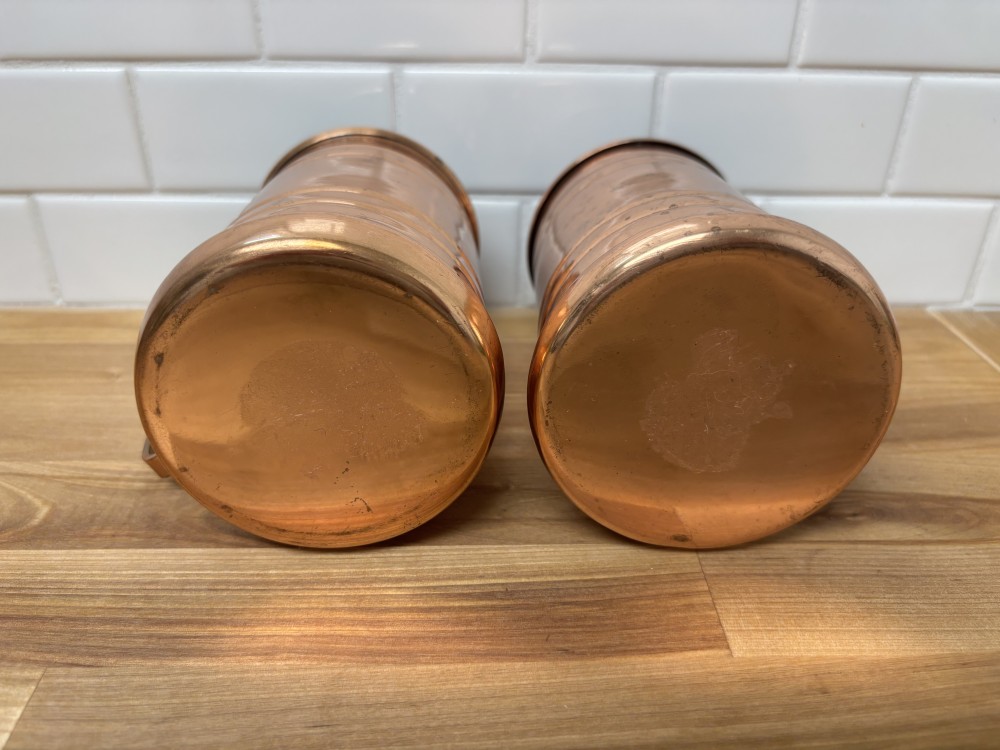 Copper Beer Mugs Set of 2 – Vintage Stainless Steel Lined Tankards 5.5” Moscow Mule Cups