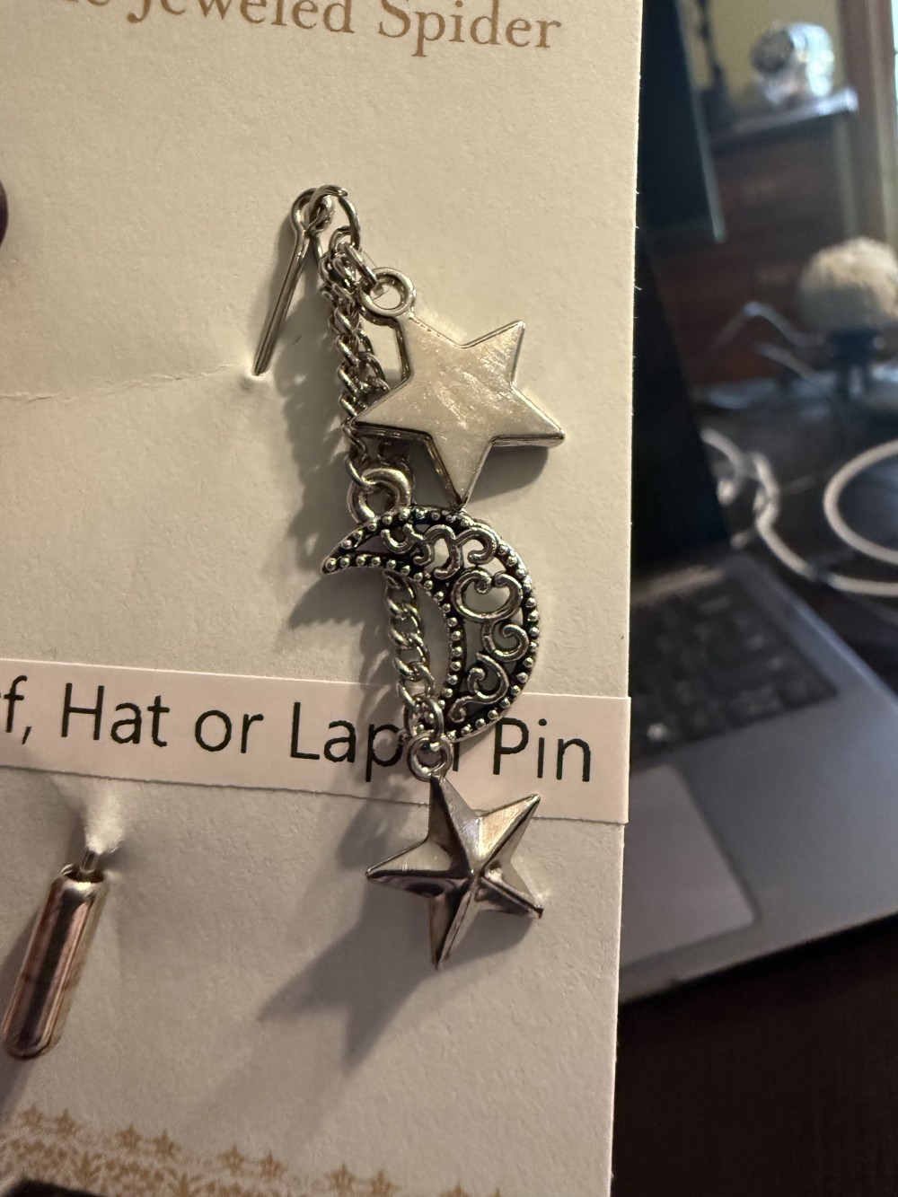 Hat Pin, Scarf Pin - Celestial Stars and Moon, Lapel Pin, Hat Pins, Scarf Pins