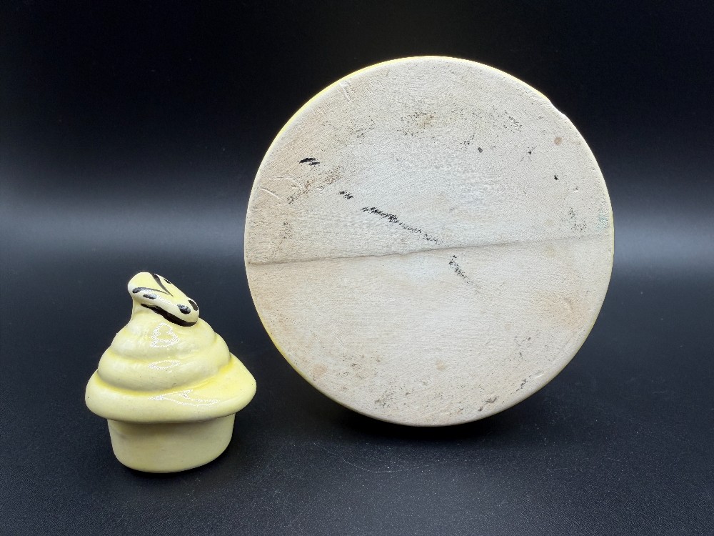 Vintage 1950s Yellow Ceramic Beehive Honey Pot Syrup Pitcher with Lid