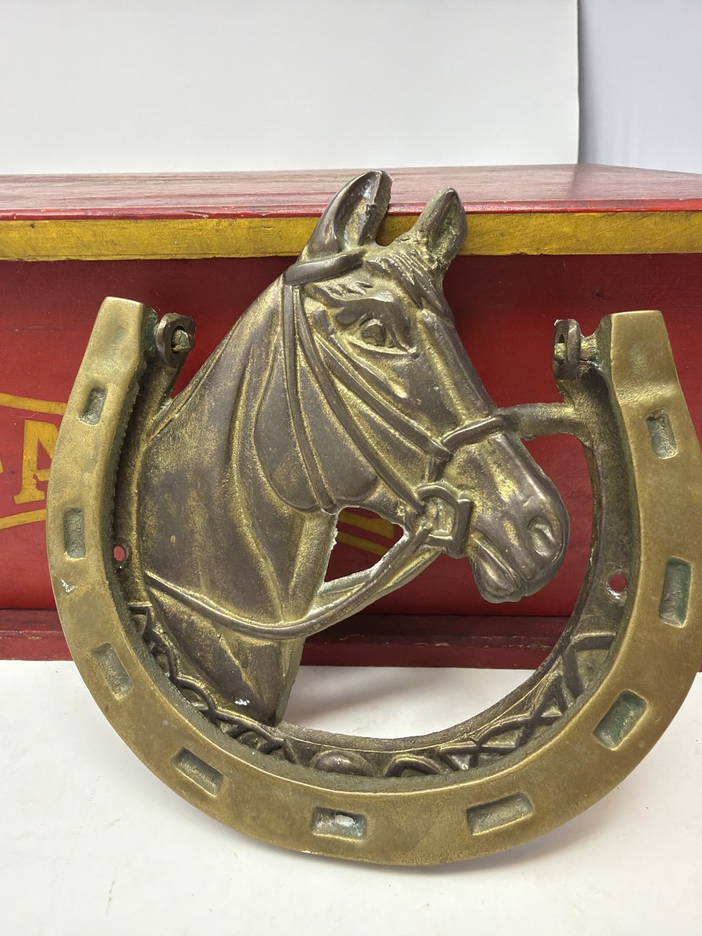 Vtg Brass Horse Head Door Knocker