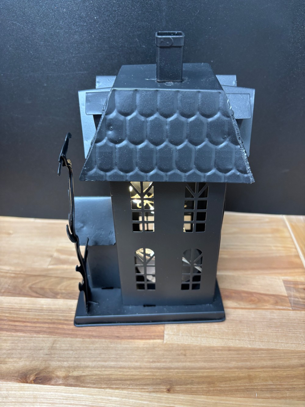 Lighted Metal Haunted House Halloween Decor Crow Tree