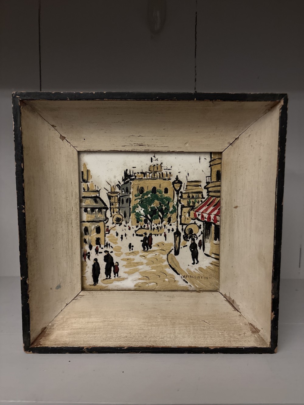 Mid 20th Century original Italian Tile Painting Signed Piacentini