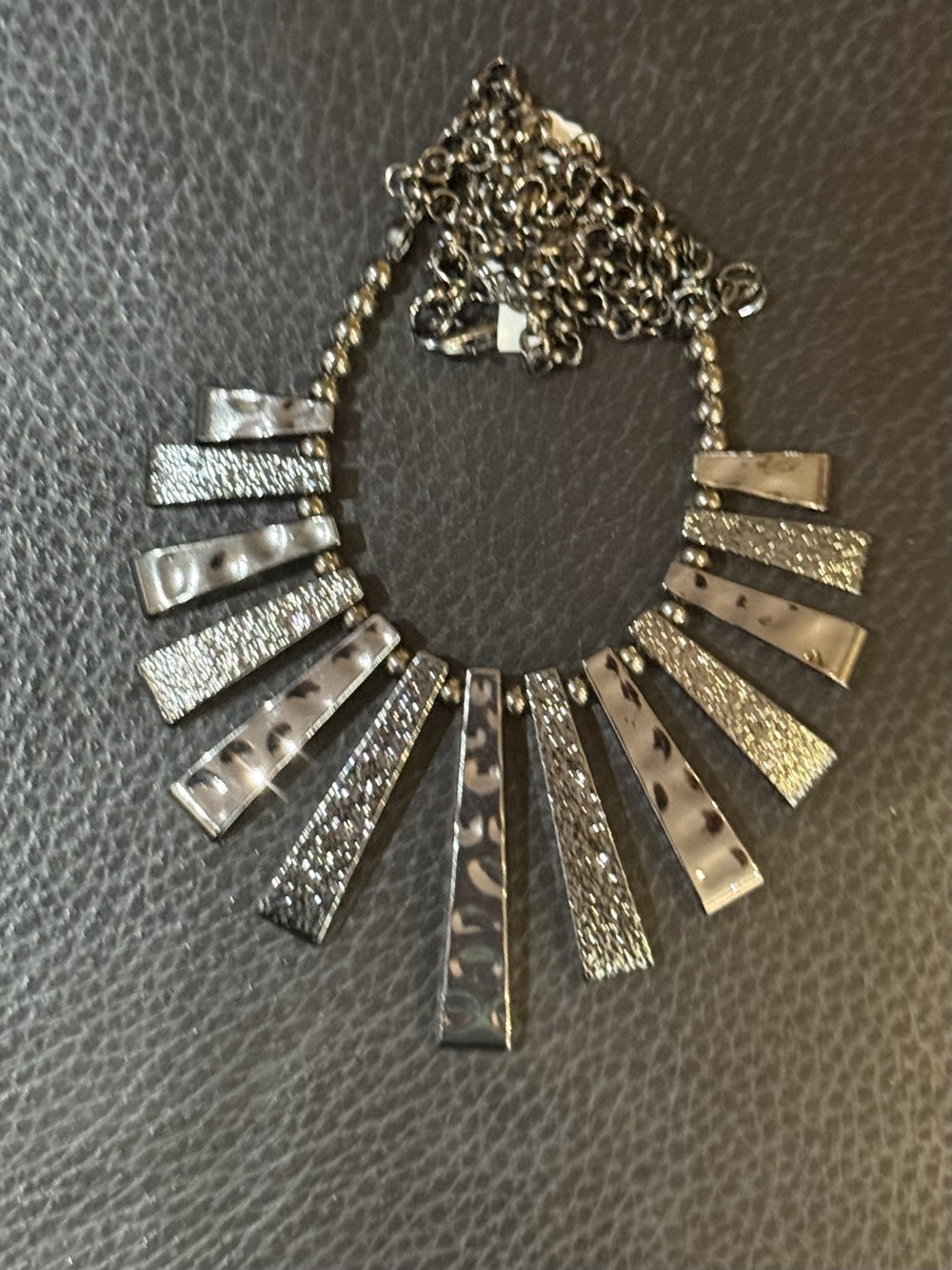 Necklace - Graduated Medallions Beaded GunMetal