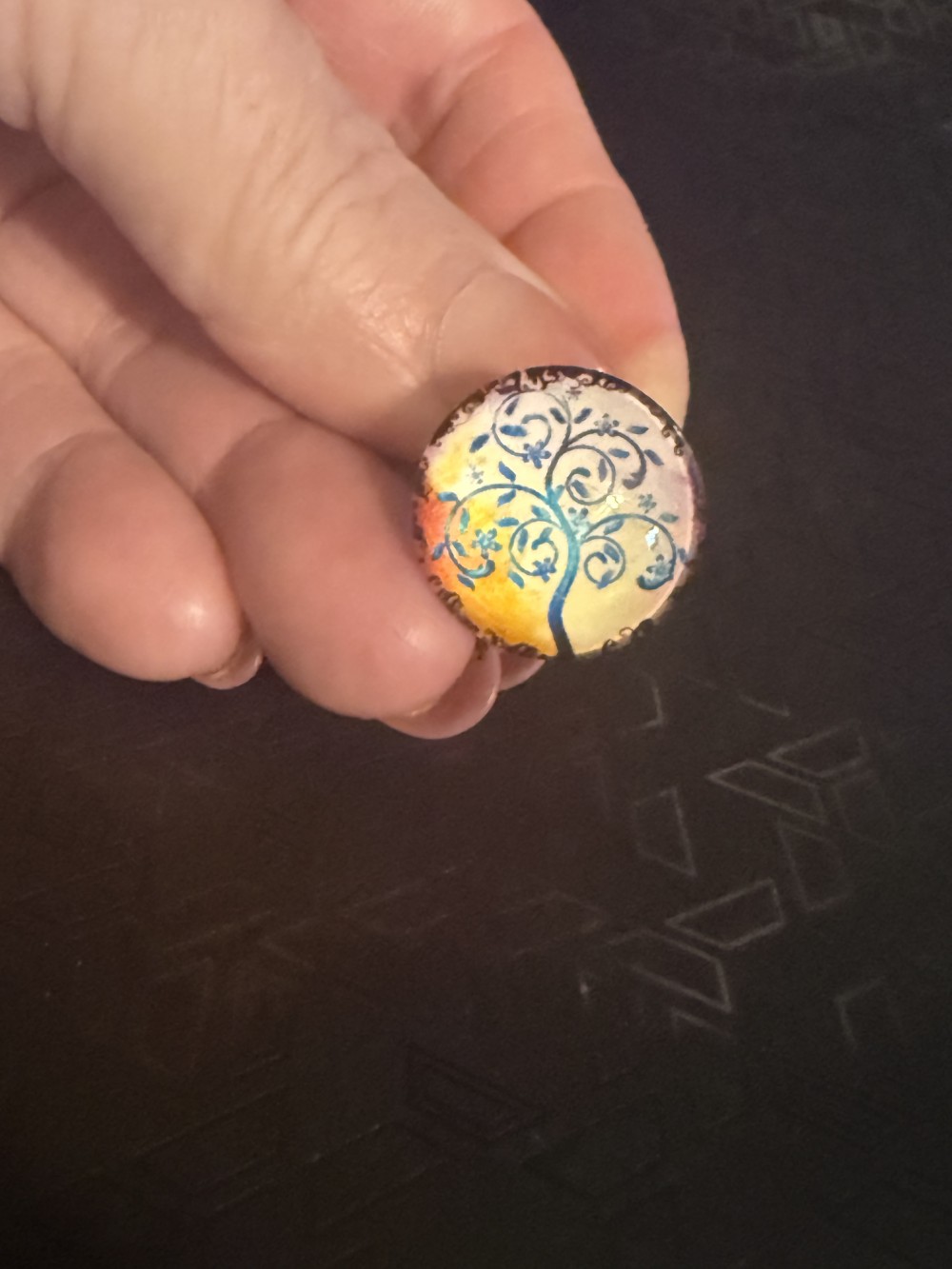 Adjustable Ring - Tree of Life Blue and Purple
