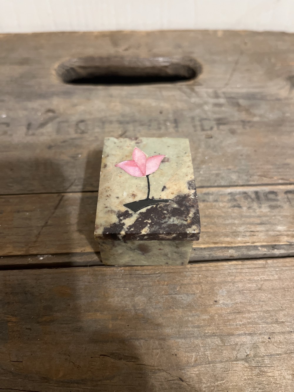 Vtg Soapstone Trinket Box