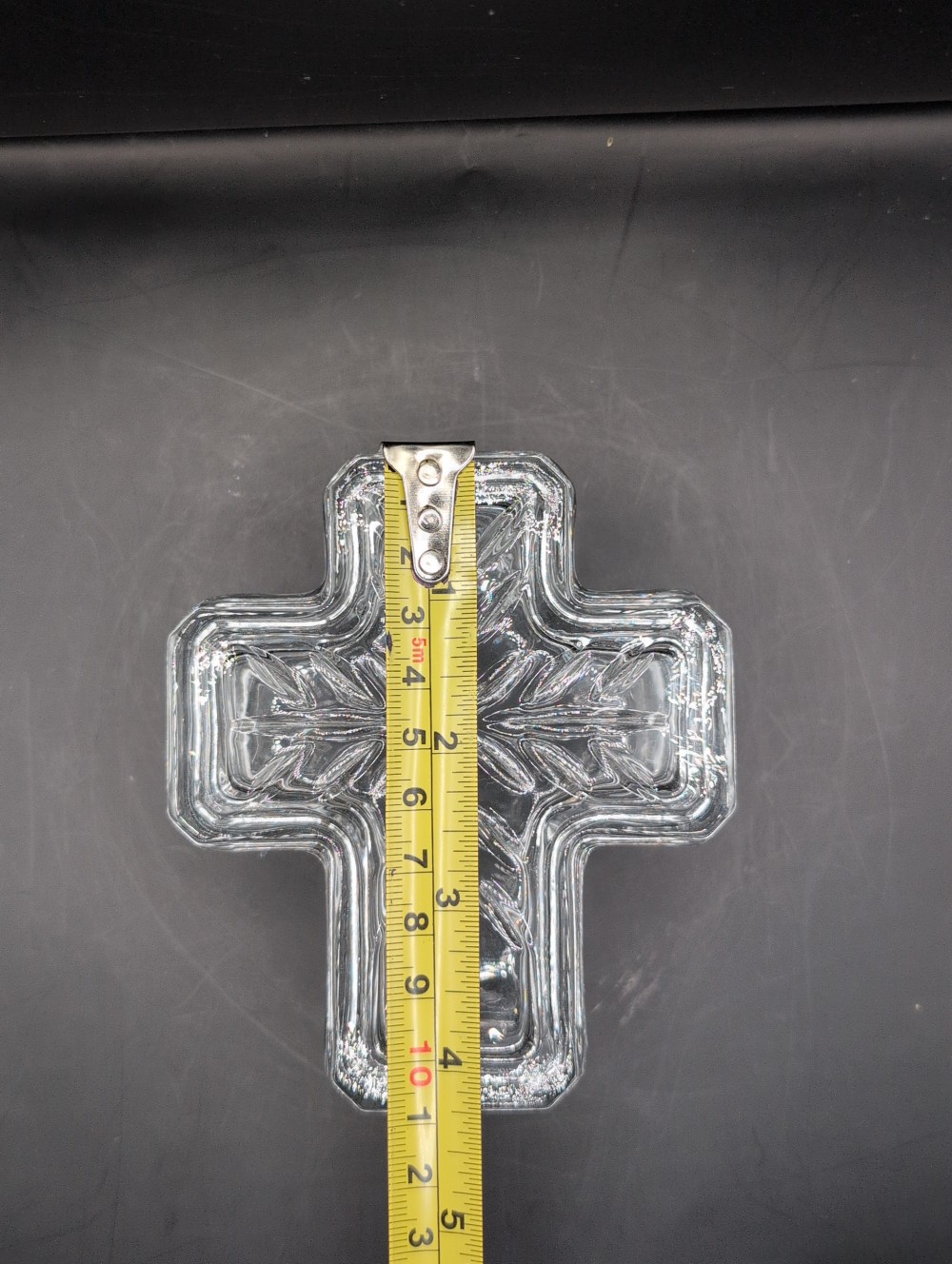 Cross Crystal trinket dish with lid, as is