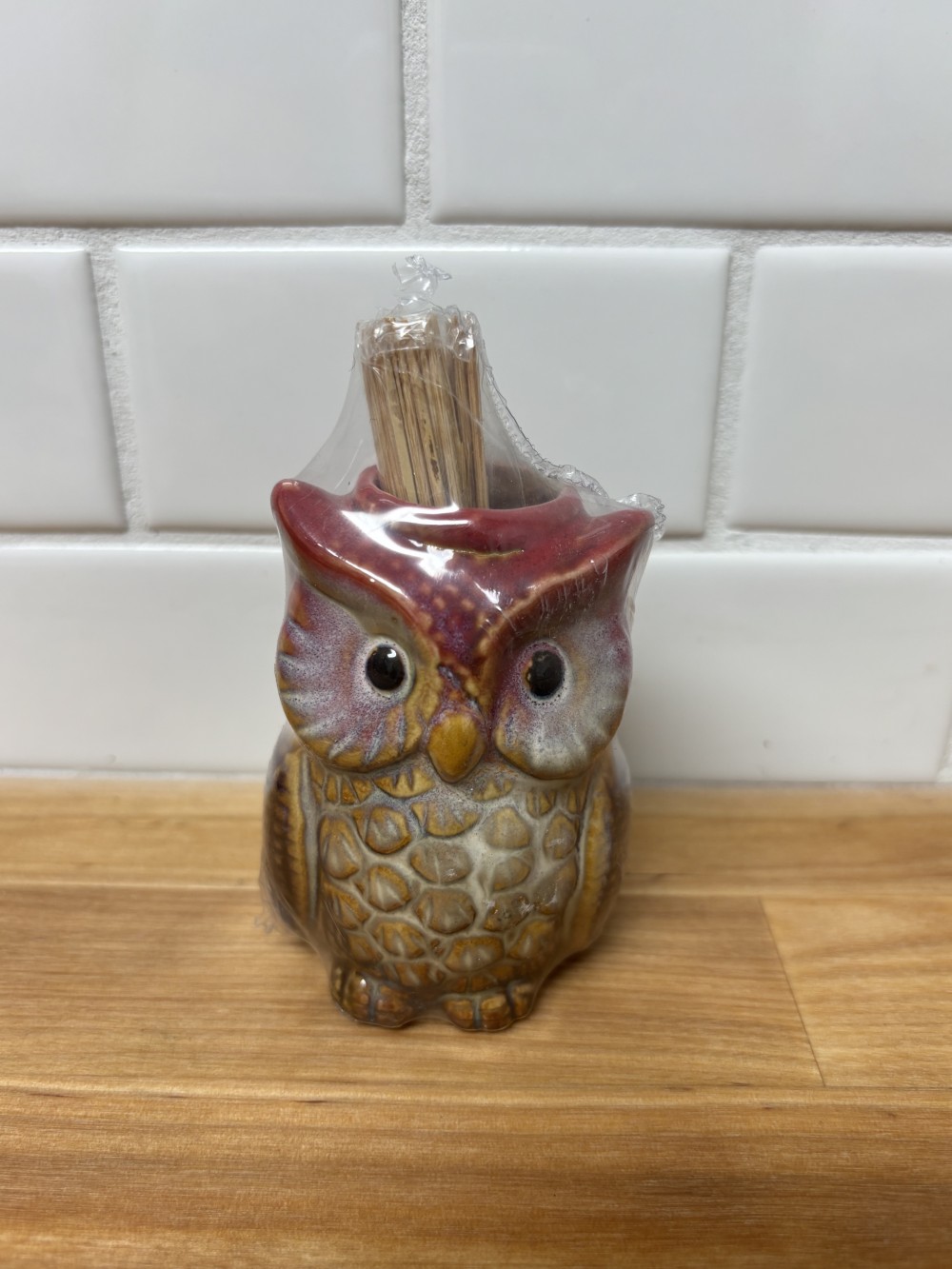 Vintage Ceramic Owl Toothpick Holder with Toothpicks – Woodland Kitchen Decor