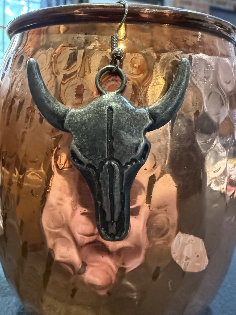 Earrings - Steer Skulls with Horns Pewter