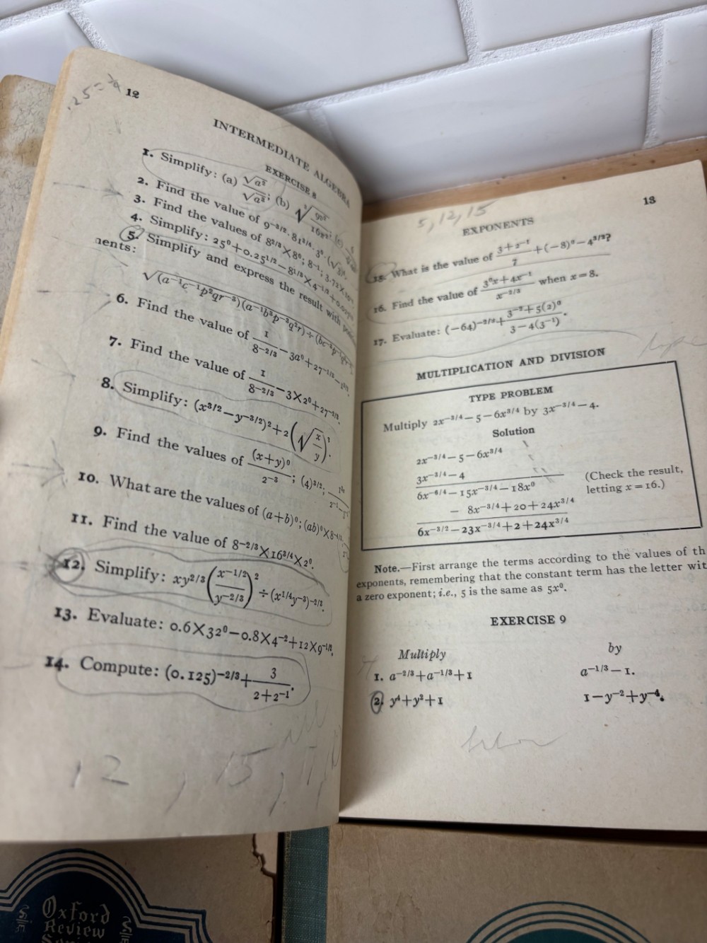 Book Set Antiquarian Oxford Review Series English Grammar Literature Algebra Spanish Paperbacks (1925–1933)