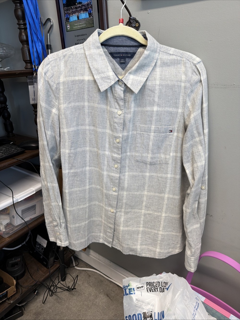 Tommy Hilfiger Women's Gray Button Down