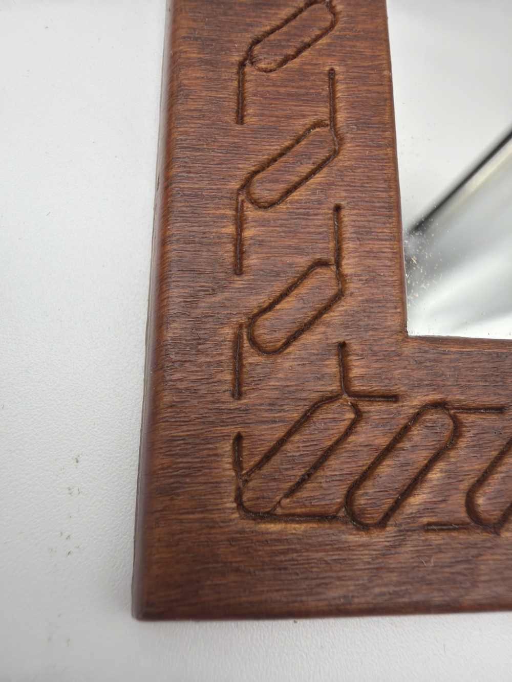 Vintage Carved Wood Miniature Wall Mirror