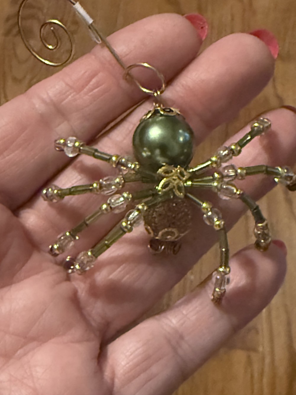 Ornament Spider Green & Gold