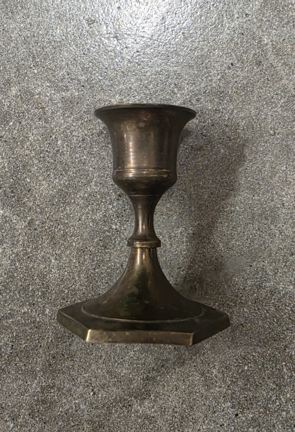 VTG Solid Brass Shorty 6 Sided Base Candle Holder