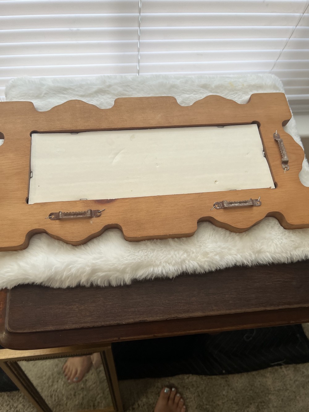 Vintage Wooden Wall Mirror with Folk Art Design