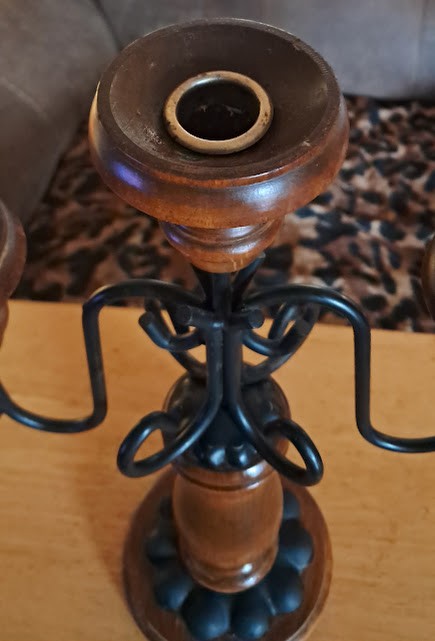 Wooden Candelabra, 5 Arm