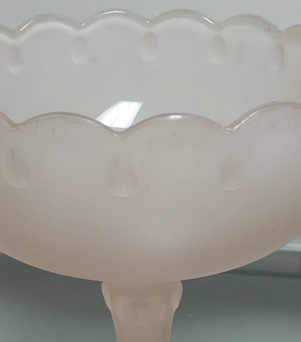 VTG Indiana Glass Teardrop Compote Satin Pink