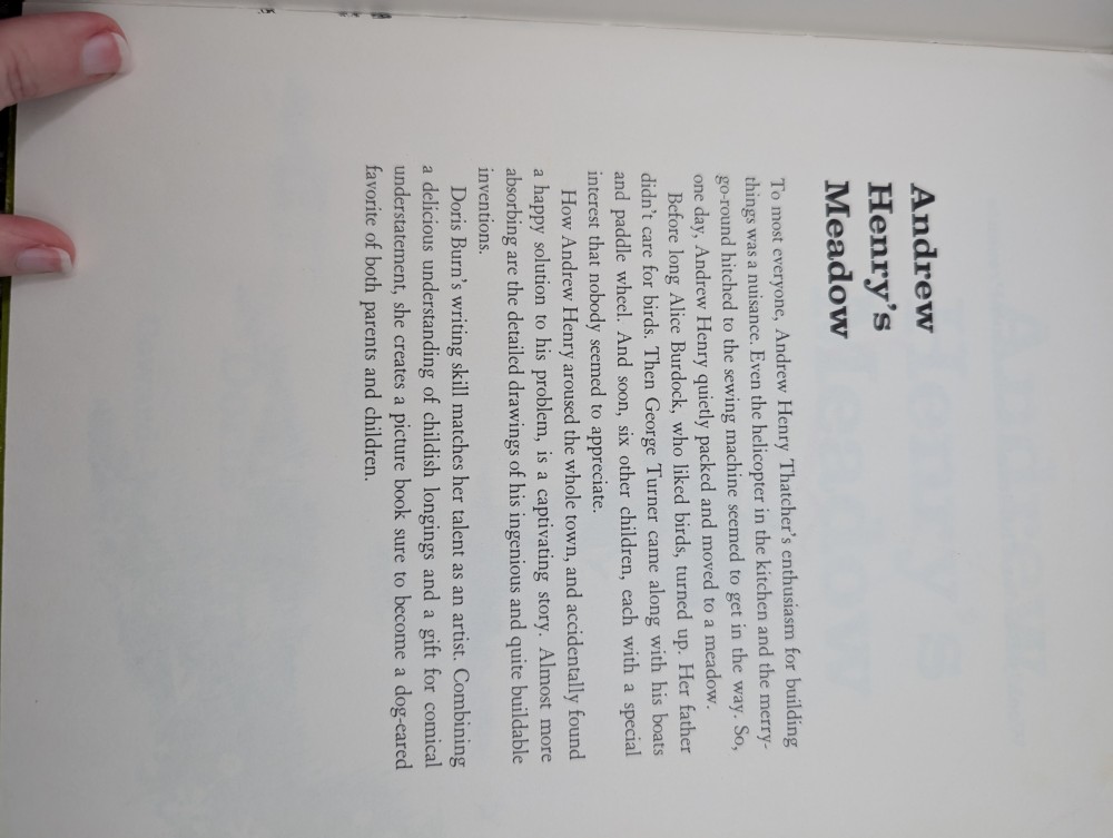 Vtg 1965 Andrew Henry's Meadow Children's Book Club Edition