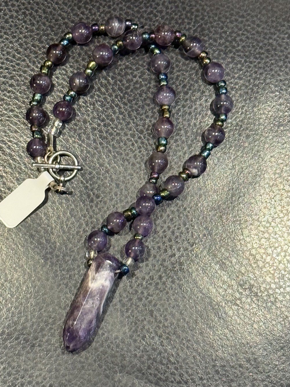 Necklace - Purple Crystal and Stone