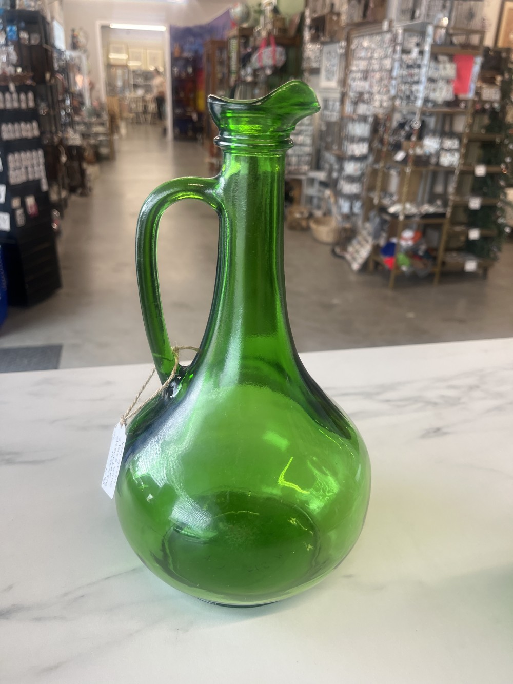 Vtg green glass wine decanter ‘76-‘78