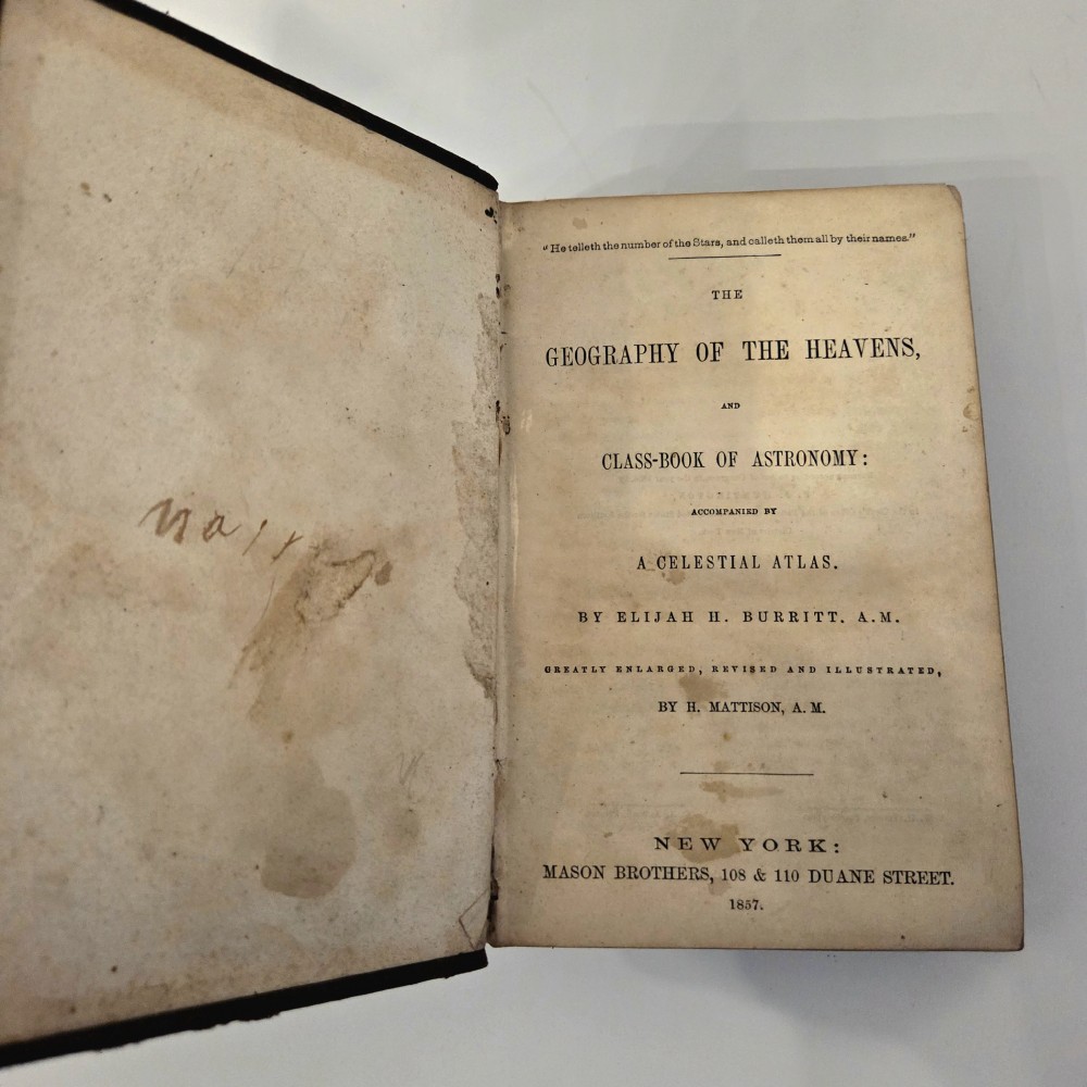 Antique 1857 Geography of the Heavens Classroom Book