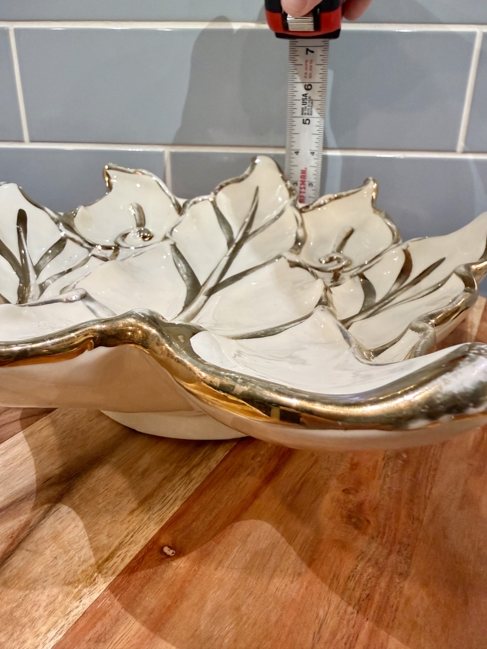Vintage Gold-Trimmed Serving Dish