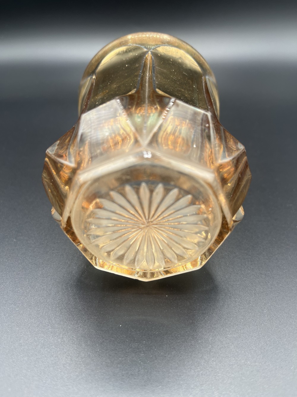 Vtg Set of 6 Amber faceted tumblers