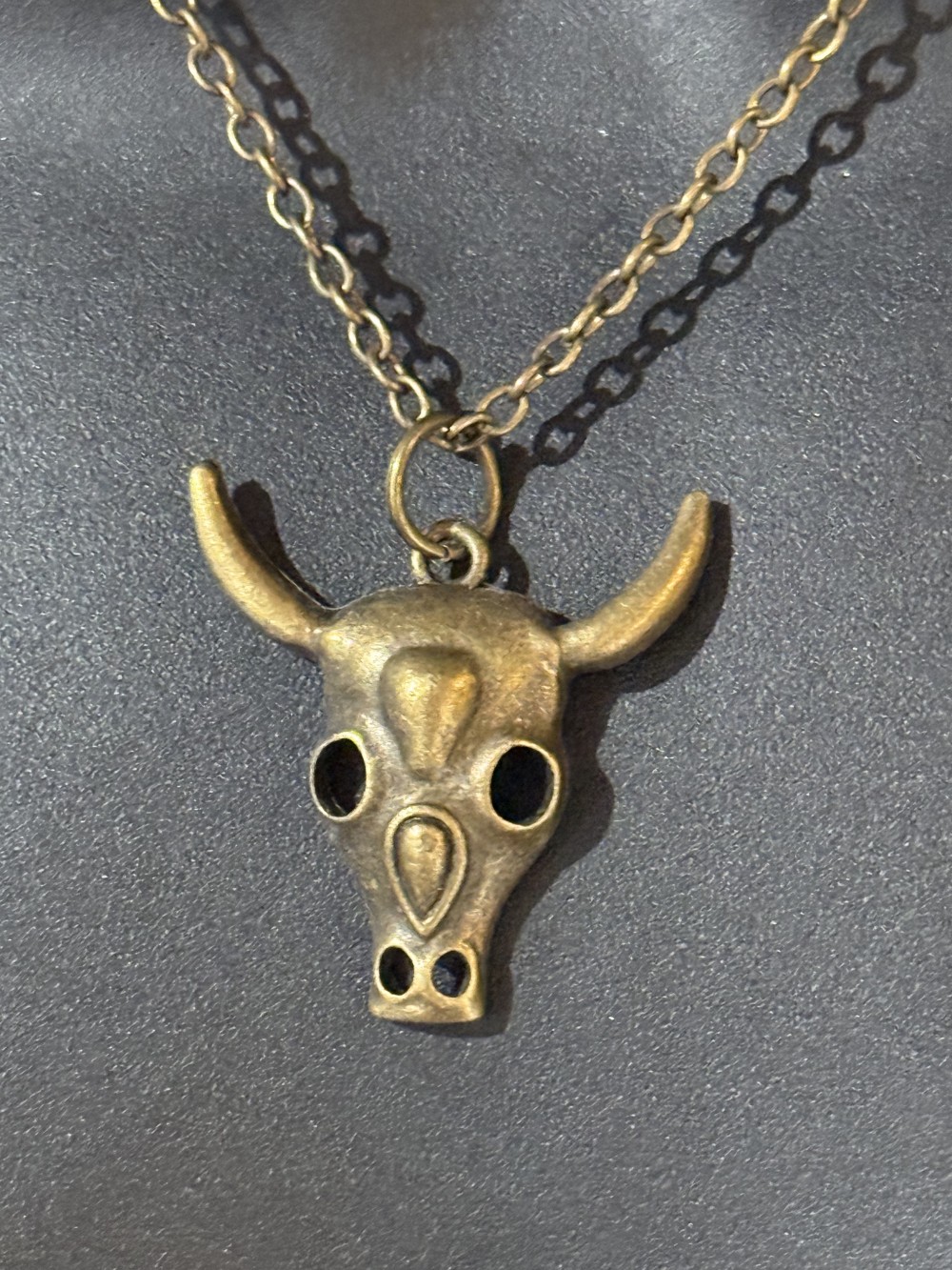 Necklace - Bronze Steer Skull Lg Pendant