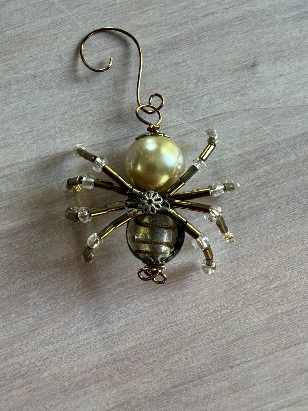 Ornament - Spider M Bronze & Cream Pearl Gold Accents
