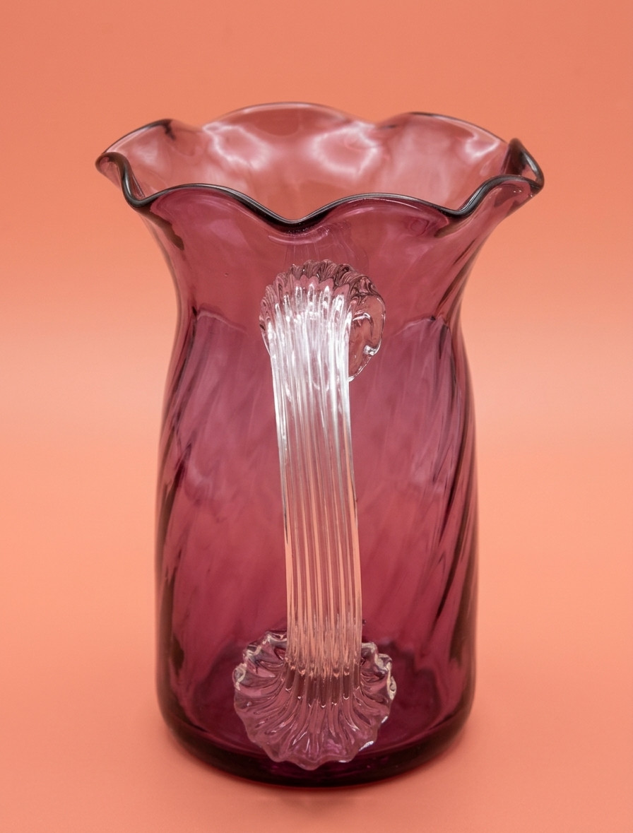 VTG Pilgrim Glass Optic Swirl Ruffle-Rim Pitcher