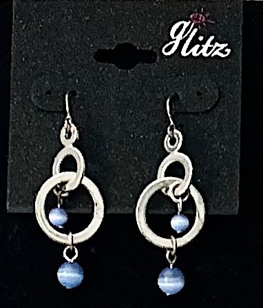Glitz Interlocking Double Circle Bead Dangle Earrings NWT