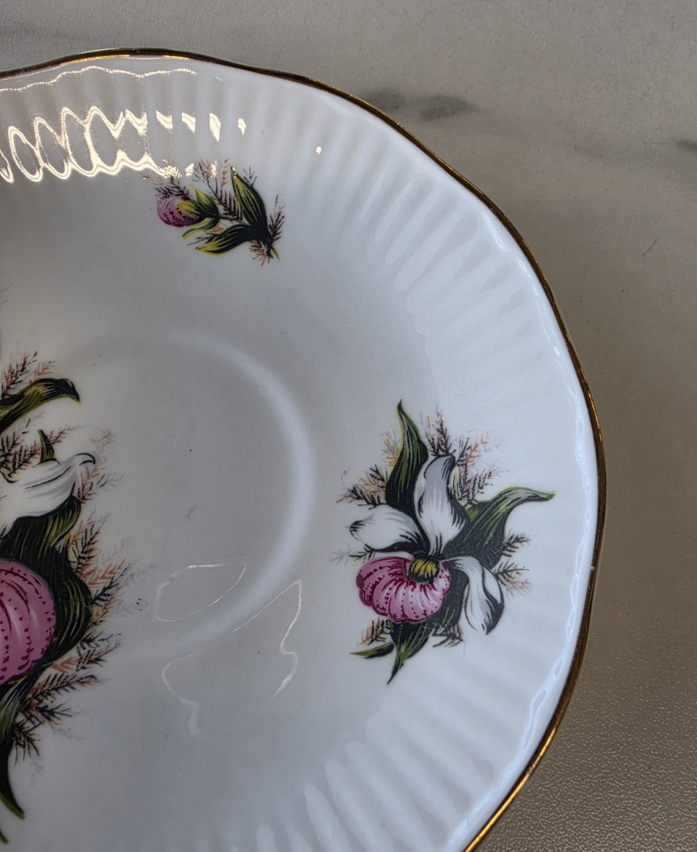 VTG Canadian Provincial Flowers Lady Slipper Saucer