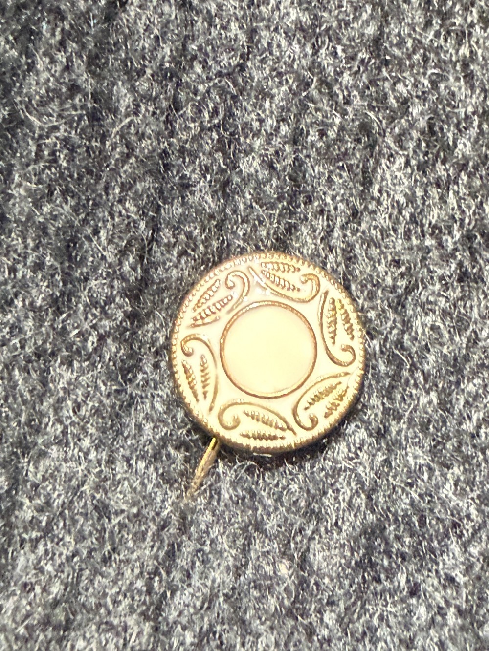 Hat Pin / Scarf Pin - Vintage Enamel Cream and Gold Button, Lapel Pin, Hat Pins,