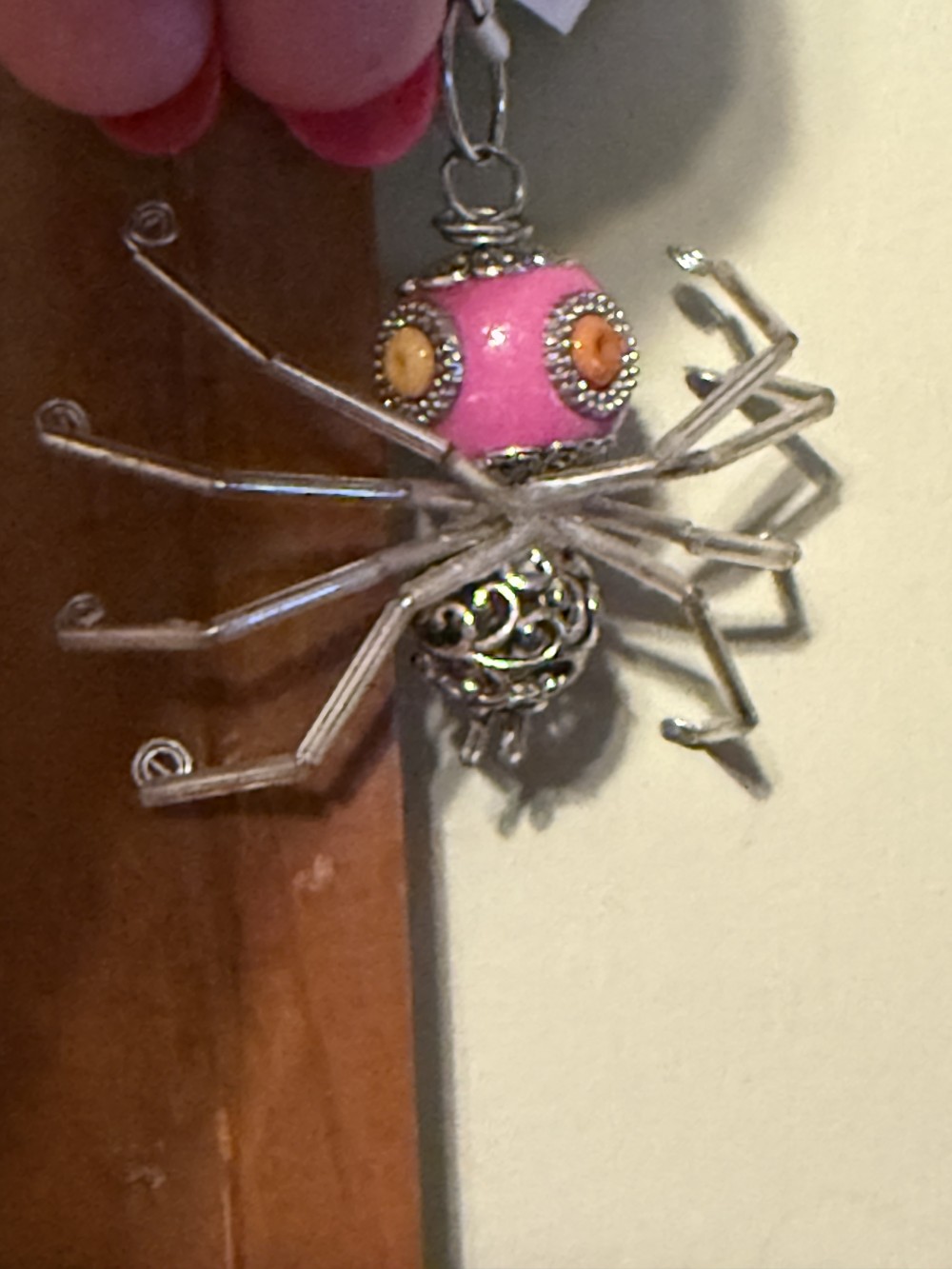 Ornament Spider Bright Pink & Silver