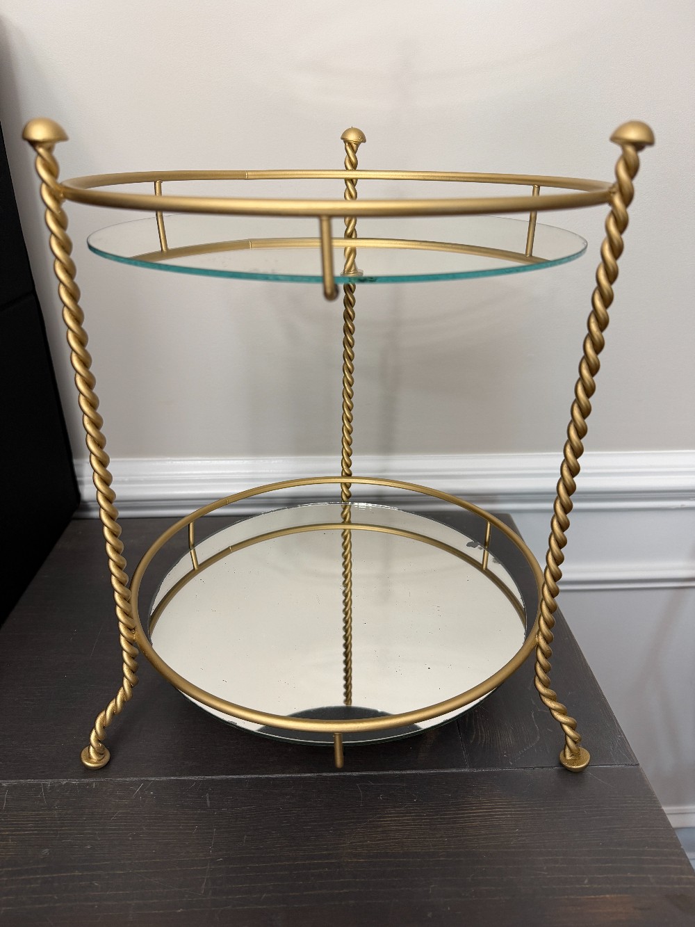 Vintage Hollywood Regency Gold Twisted Rope Accent Stand Vanity